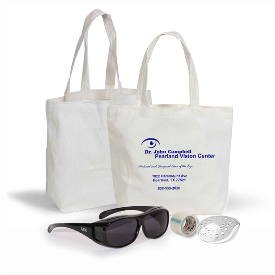 Cataract Kit 6 - Canvas Tote glasses, shield and tape - Medi-Kits