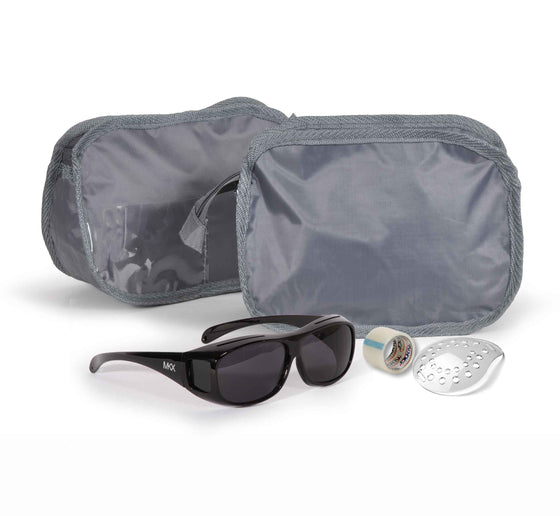 Cataract Kit 3- Grey Pouch with MKX Glasses Shield and Tape NO LOGO - Medi-Kits